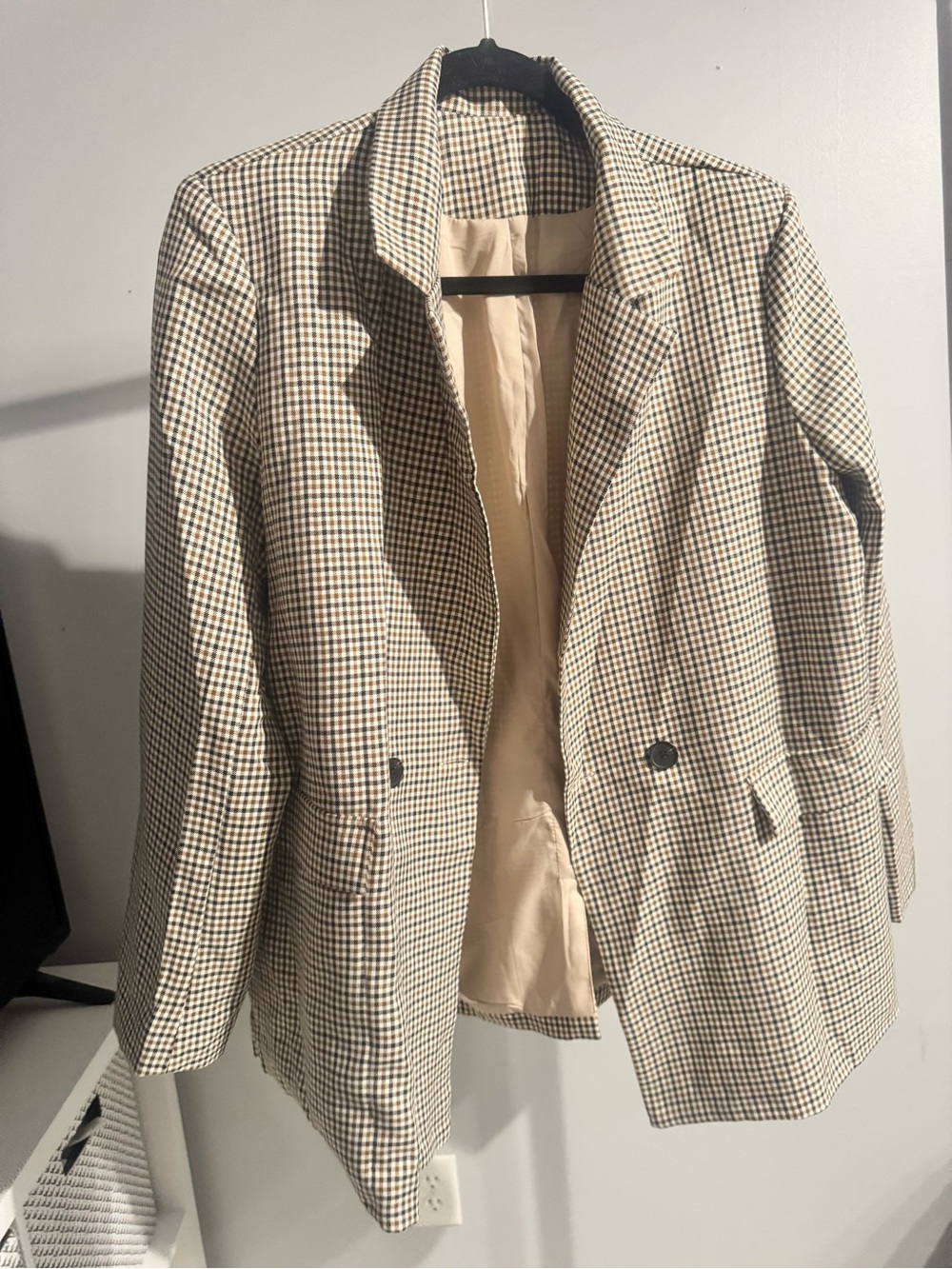Anne Klein Tan Checkered Blazer - Picture 2 of 6